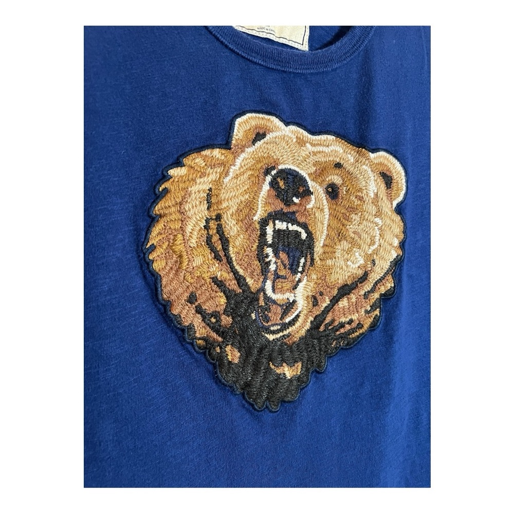 Abercrombie & Fitch Navy Blue T-shirt Embroidered Bear Size Medium - Picture 4 of 6
